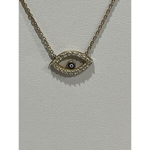 Evil Eye Necklace‎ with CZ Crystals Charm Pendant Delicate Chain
